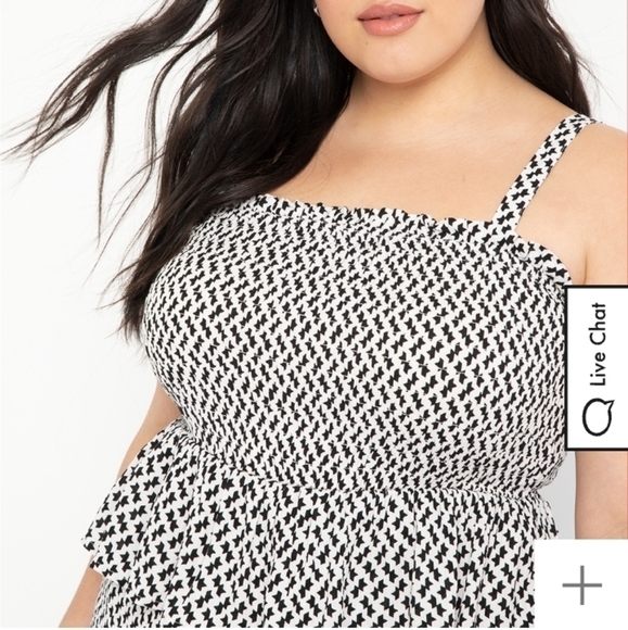 Eloquii Printed Smocked Top - Picture 1 of 9